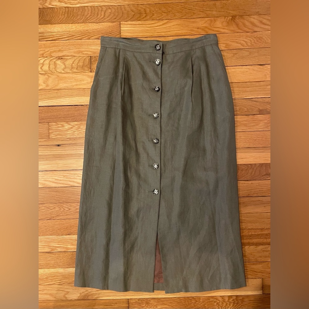 Vintage 90s Liz Claiborne button green maxi skirt